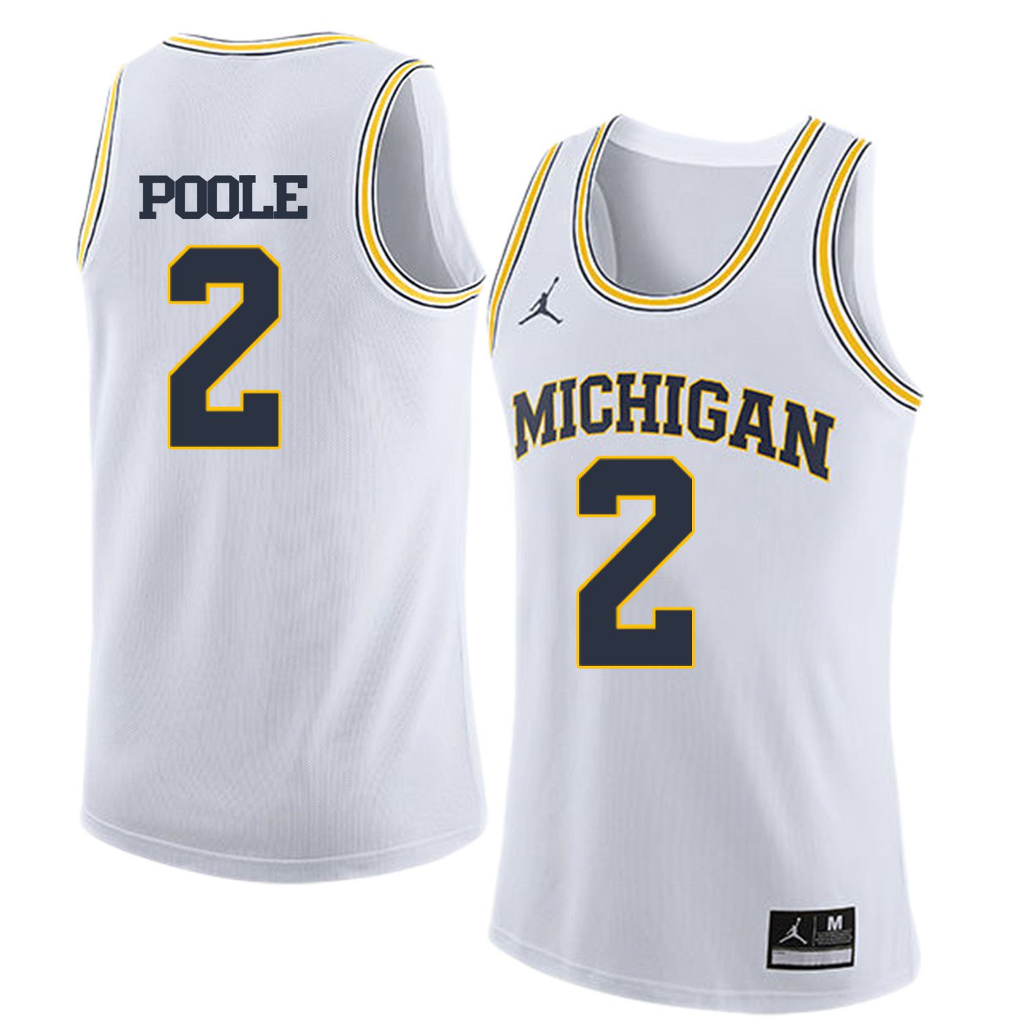 Men Jordan University of Michigan Basketball White 2 Poole Customized NCAA Jerseys
